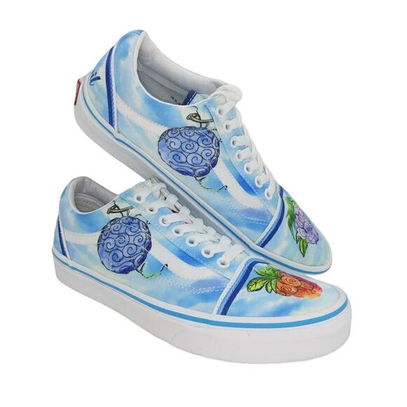 VANS Old Skool Devil Fruit Womens Pre-owned Blue w/Graphics Sneakers - sz. 9 WOW - Picture 1 of 6